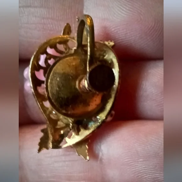 Vintage Miriam Haskell Strawberry Pink Floral Earrings - Picture 5 of 10